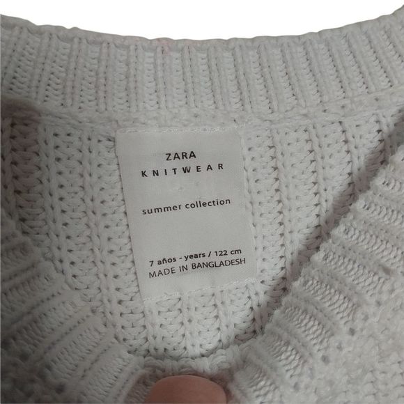 Zara Knitwear Summer Collection White Pullover Sweater Size 7 Scalloped hem. - Picture 3 of 6